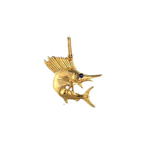 14k Gold Medium Sailfish Pendant - 180