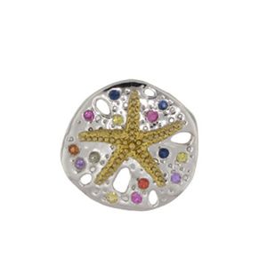 14k Gold Medium Sand Dollar with Spider Star Sapphire Pendant - 219 SB