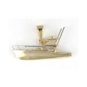 14k Gold Medium Sportsfishing Boat Pendant - 338