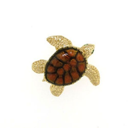 14k Gold Medium Turtle Enamel Pendant - 381 E