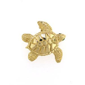 14k Gold Medium Turtle Pendant - 381