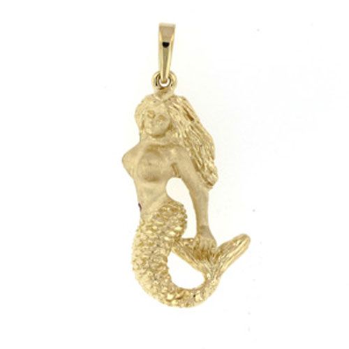 14k Gold Mermaid Plain Pendant - 303