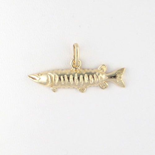14k Gold Muskie Small Pendant - 025