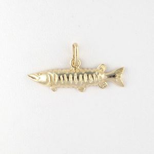 14k Gold Muskie Small Pendant - 025