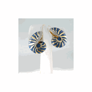 14k Gold Nautilus Diamond & Enamel Earrings - 669 DE