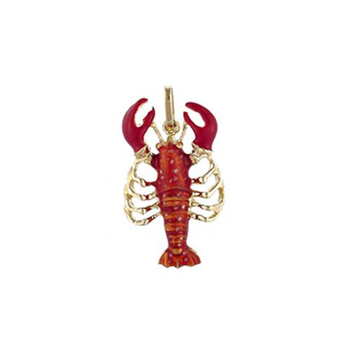 14k Gold New England Lobster Enamel Pendant - 199 E