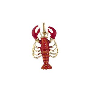 14k Gold New England Lobster Enamel Pendant - 199 E