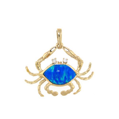 14k Gold Opal Crab Pendant - 129 O
