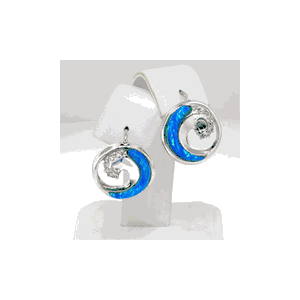 14k Gold Opal Wave Earrings - 698 O