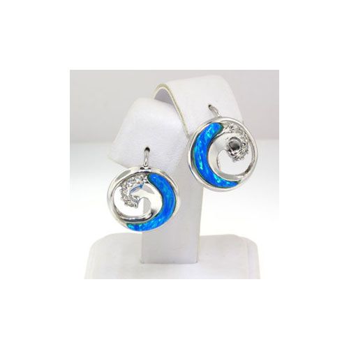 14k Gold Opal Wave Earrings - 698 O