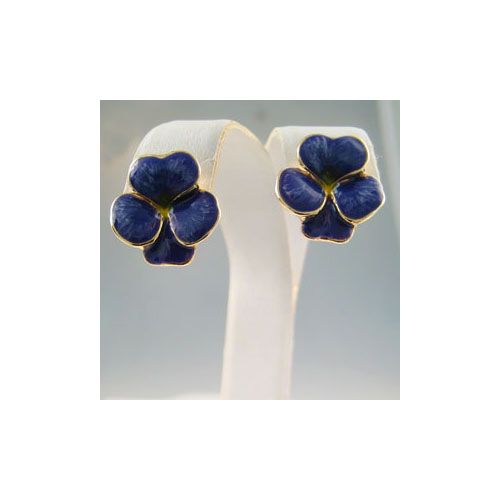 14k Gold Pansy Earrings - 685E