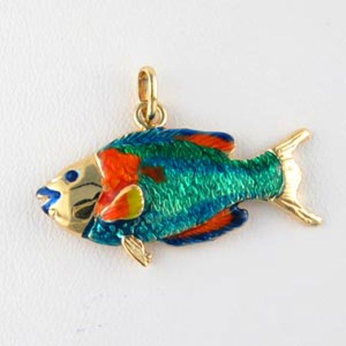 14k Gold Parrot Fish Pendant - 299 HE