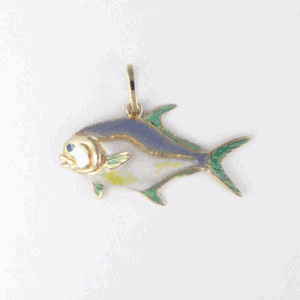 14k Gold Permit Large Enamel Pendant - 266 E