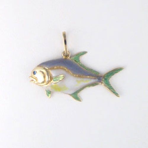 14k Gold Permit Large Enamel Pendant - 266 E