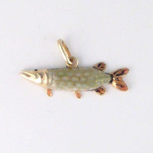 14k Gold Pike Small Enamel Pendant - 023 E