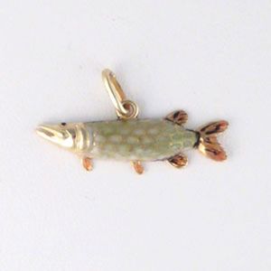 14k Gold Pike Small Enamel Pendant - 023 E
