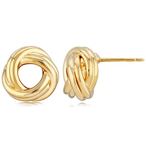14K Gold Plain Double Love Knot Earrings - 21-255