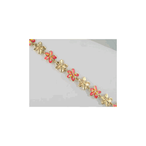 14k Gold Plumeria 7 Inch Bracelet - 581 E