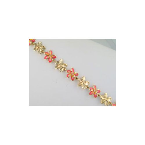 14k Gold Plumeria 7 Inch Bracelet - 581 E