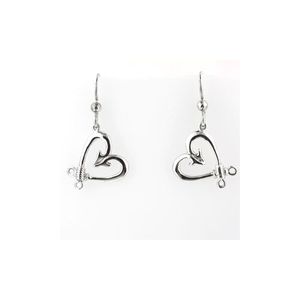 14k Gold Polynesian Hook Heart Earrings - 659
