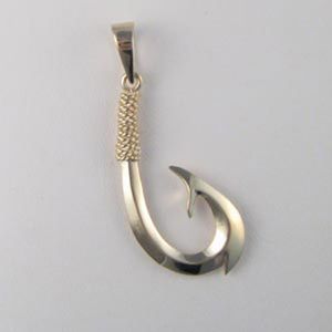 14k Gold Polynesian Hook Large Pendant - 365