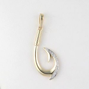 14k Gold Polynesian Hook Medium Diamond Pendant - 364 D