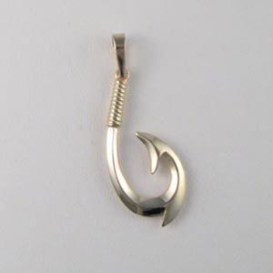 14k Gold Polynesian Hook Medium Pendant - 364