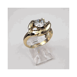 14k Gold Porpoise Solitaire Ring - 749