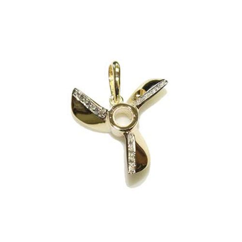 14k Gold Prop with Diamond On Flukes Pendant - 301 D
