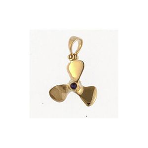 14k Gold Prop with Sapphire Medium Pendant - 316