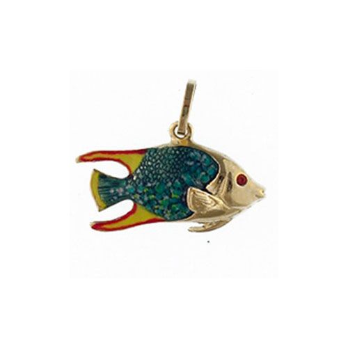 14k Gold Queen Angel Enamel Pendant - 177 E