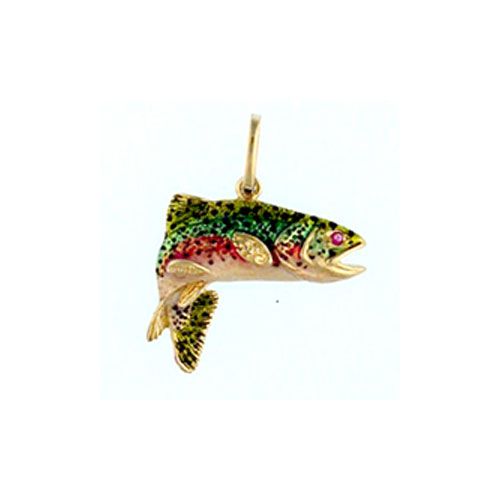 14k Gold Rainbow Trout Enamel Pendant - 010 E