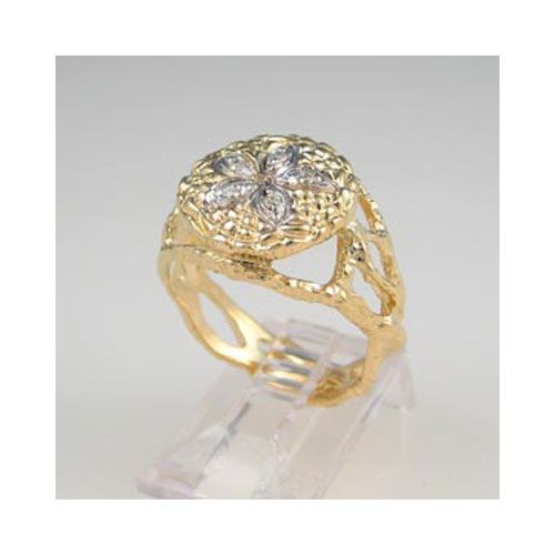 14k Gold Realistic Sand Dollar with Diamond Ring - 761 D