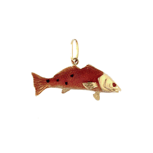 14k Gold Redfish Enamel Pendant - 152 E