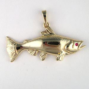 14k Gold Salmon Pendant - 026