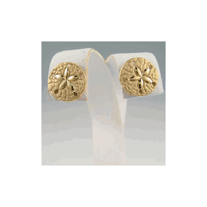 14k Gold Sand Dollar Realistic Earrings - 683
