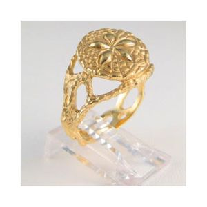 14k Gold Sand Dollar Realistic Ring - 761