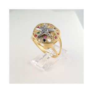 14k Gold Sand Dollar with Diamond & Sapphire Ring - 760 DS