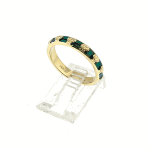 14k Gold Scallop Enamel Canal Band Ring - 751 BE
