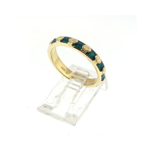 14k Gold Scallop Enamel Canal Band Ring - 751 BE