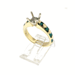 14k Gold Scallop Enameled Canal (Semi Mount) Ring - 751 SM