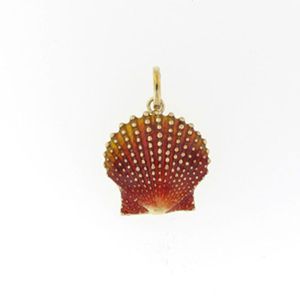14k Gold Scallop Large Enamel Pendant - 196 E