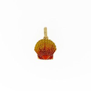 14k Gold Scallop Medium with Enamel Pendant - 195 E