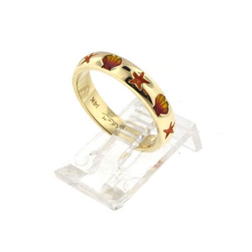 14k Gold Scallop Star Comfort Fit Band Ring - 753 BE