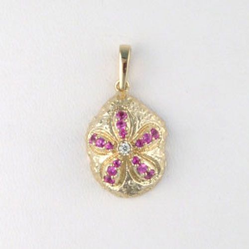 14k Gold Sea Biscuit with Sapphire & Diamond Pendant - 270 DS