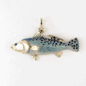 14k Gold Sea Trout Enamel Pendant - 258 E