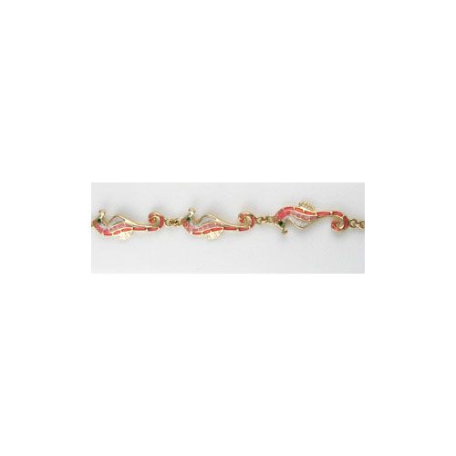 14k Gold Seahorse Enamel 7 Inch Bracelet - 566 E