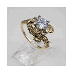 14k Gold Seahorse Solitaire Ring - 748