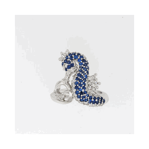 14k Gold Seahorse with Sapphire & Diamond Ring - 774 DS