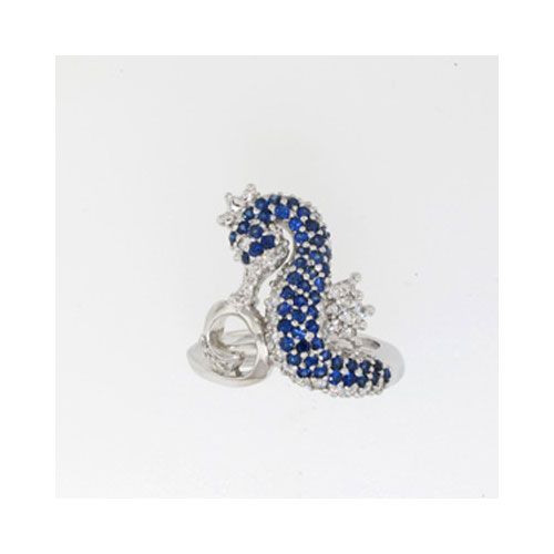 14k Gold Seahorse with Sapphire & Diamond Ring - 774 DS